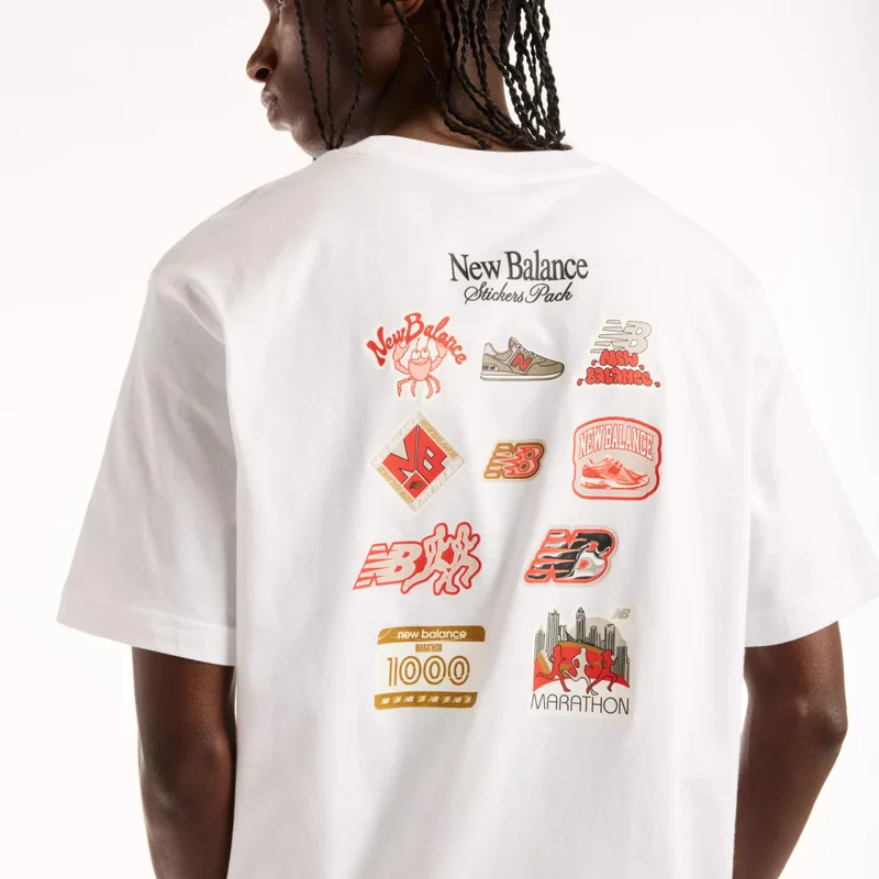 New Balance White Men's Sticker Pack T-Shirt for Men | Best Price UAE