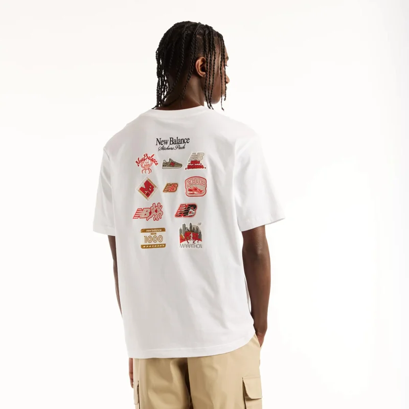 New Balance White Men's Sticker Pack T-Shirt for Men | Best Price UAE