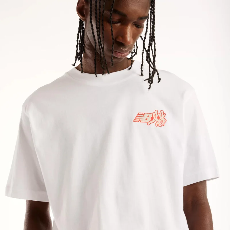 New Balance White Men's Sticker Pack T-Shirt for Men | Best Price UAE