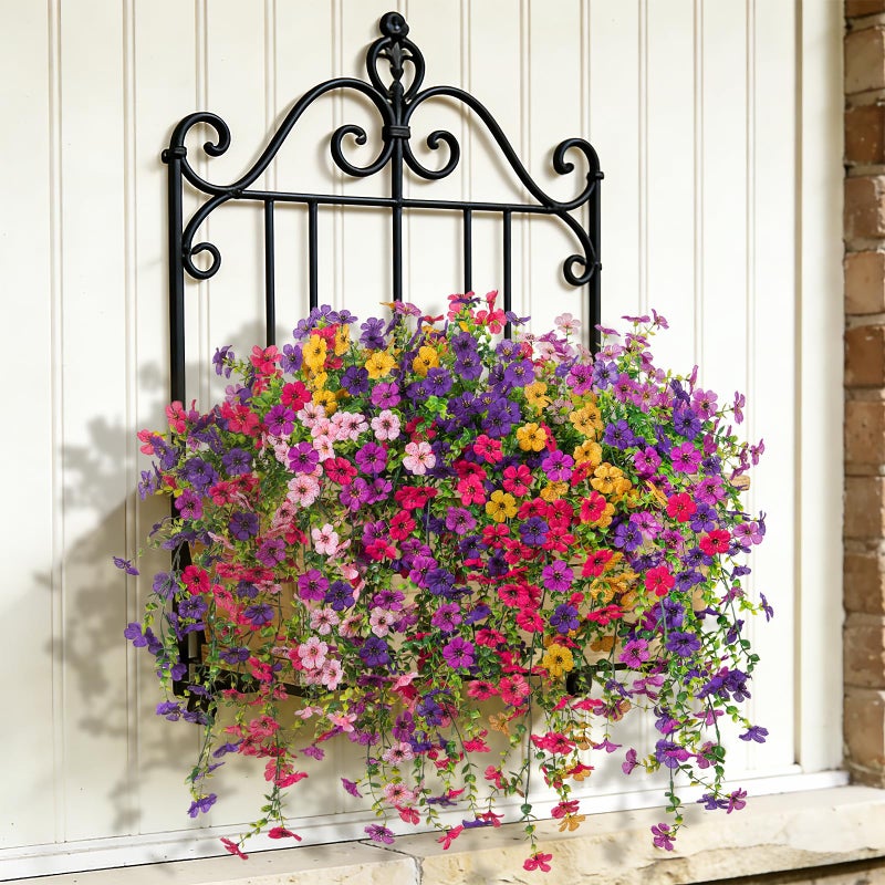 ADXORA 8PCS Artificial Hanging Fake Flowers for Outdoor Decoration Faux Silk Flowers Plants for Outdoor Outside Planter UV Resistant Daisy with Eucalyptus Leaves, Porch Front Door Patio Balcony Yard Decor - Image 5