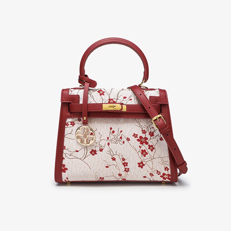 Smaller New Chinese National Style Embroidered Red Kelly Bag Red Bridal Wedding Handbag - Image 1