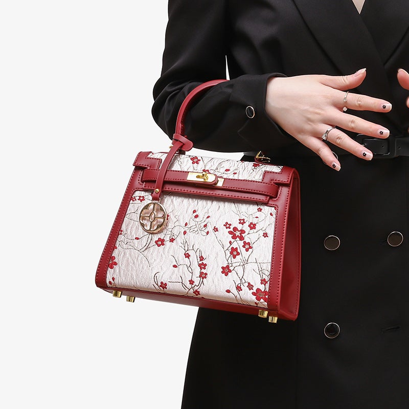 Smaller New Chinese National Style Embroidered Red Kelly Bag Red Bridal Wedding Handbag - Image 3