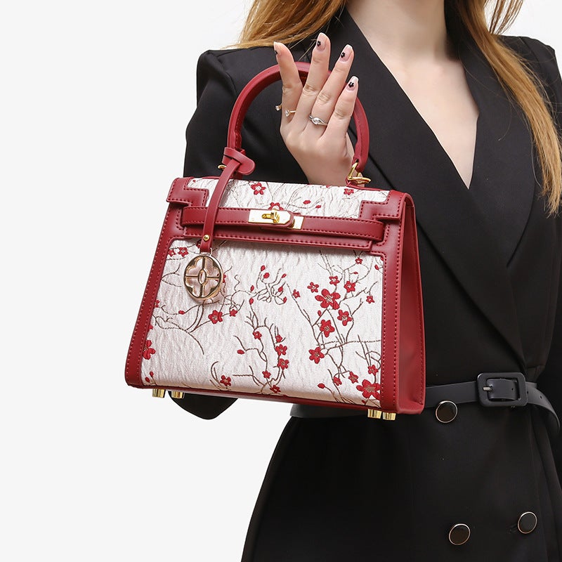 Smaller New Chinese National Style Embroidered Red Kelly Bag Red Bridal Wedding Handbag - Image 4