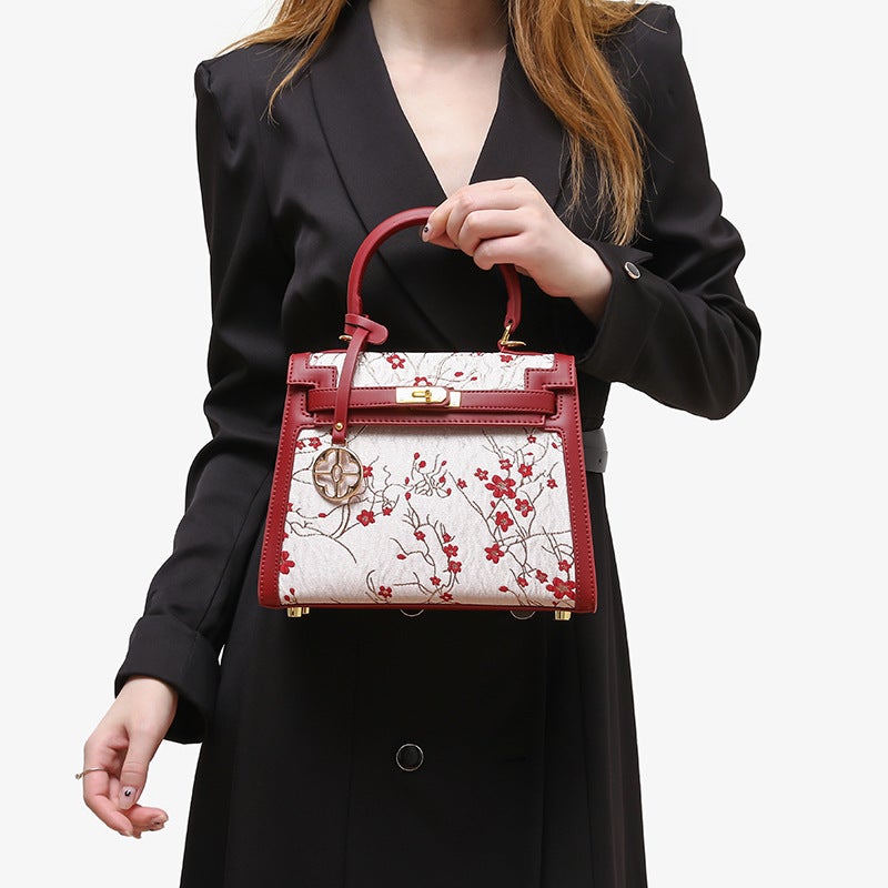 Smaller New Chinese National Style Embroidered Red Kelly Bag Red Bridal Wedding Handbag - Image 2