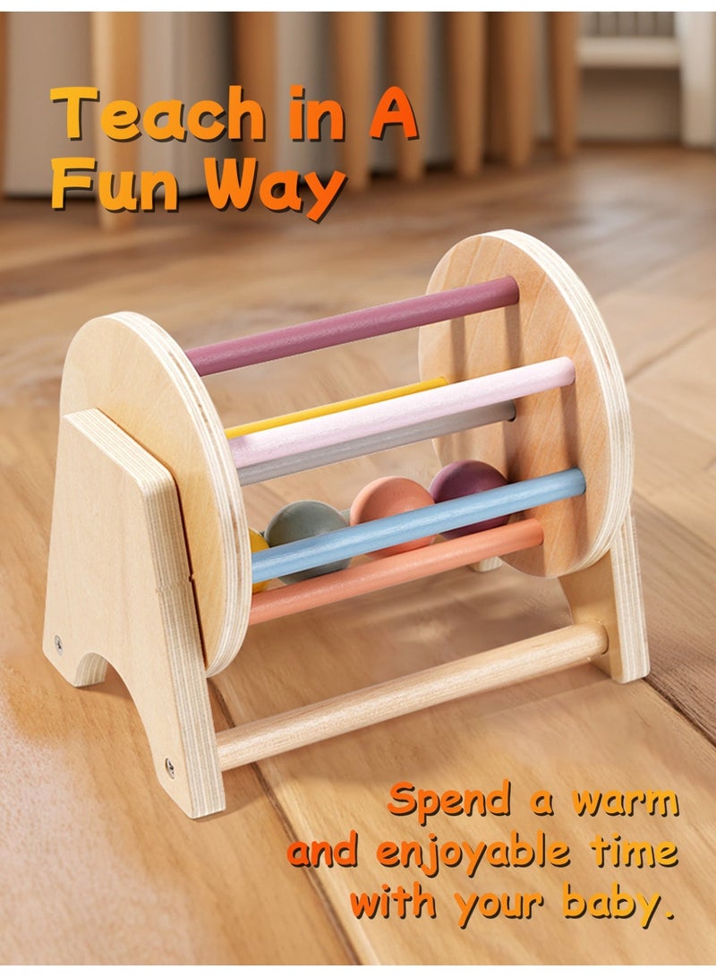 Baby Sensory Rattle Roller Toy, Wooden Rolling Drum Toy with Colorful Balls, Spinning Activity Toy for 6 9 12 Month Old Babies and 1 2 Year Old Toddlers, Tummy Time Crawling Toy, Fine Motor Skills, Eid Birthday Gifts - Image 5