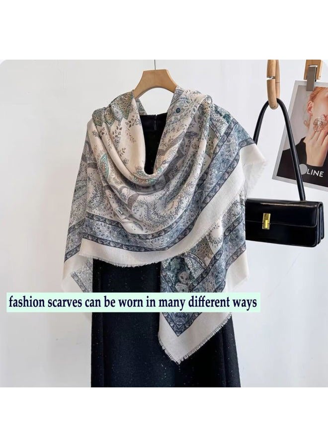 K-Elewon Large Square Scarf 51" Cotton and Linen Hand feel Scarf Fashion Scarves Hair Wrapping Scarfs Neck Scarves for Women, H2308, One size - Image 4