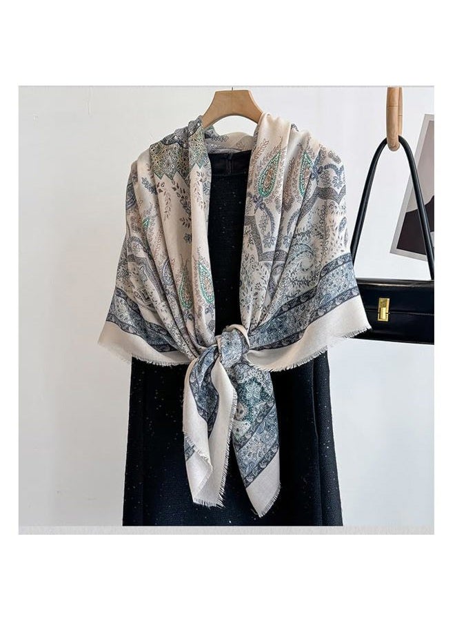 K-Elewon Large Square Scarf 51" Cotton and Linen Hand feel Scarf Fashion Scarves Hair Wrapping Scarfs Neck Scarves for Women, H2308, One size - Image 3