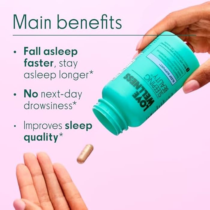 Love Wellness Sleeping Beauty | Sleep Support with Melatonin, Magnesium & L-Theanine | Promotes Restful Sleep, Relaxation & Calmness | Organic Valerian Root Powder & Lemon Balm | 60 Count - Image 3