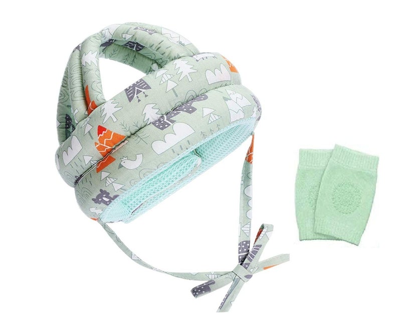 Sherni Baby Safety Helmet with Proper Air Ventilation & Corner Guard Protection Crawling Walking Headguard Protective with Safety Knee Pads (Helmet with Knee Pads) - Image 1