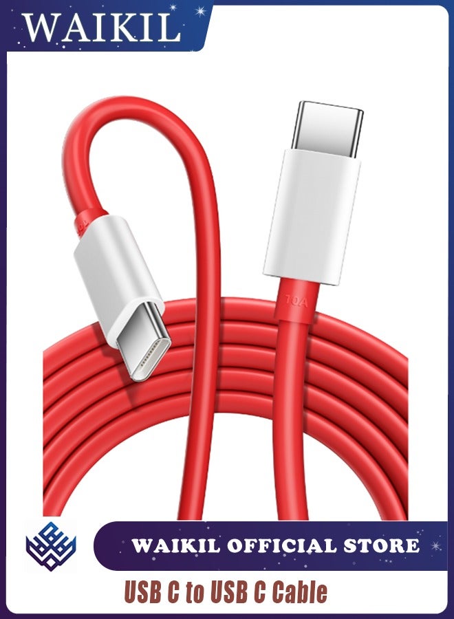 WAIKIL USB C to USB C Cable 3.3ft for Fast Charging and Data Transfer, 100W Max, Compatible with Android Devices, Tablets, Laptops, and Car Chargers - Red  - Image 1