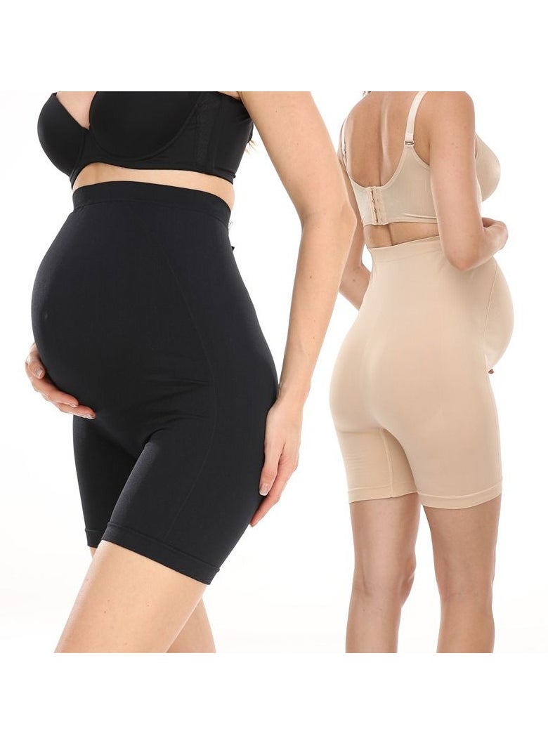 Generic - Maternity shorts over belly pregnancy cycling shorts sports yoga sports maternity pants pajamas 2-piece set - Image 1