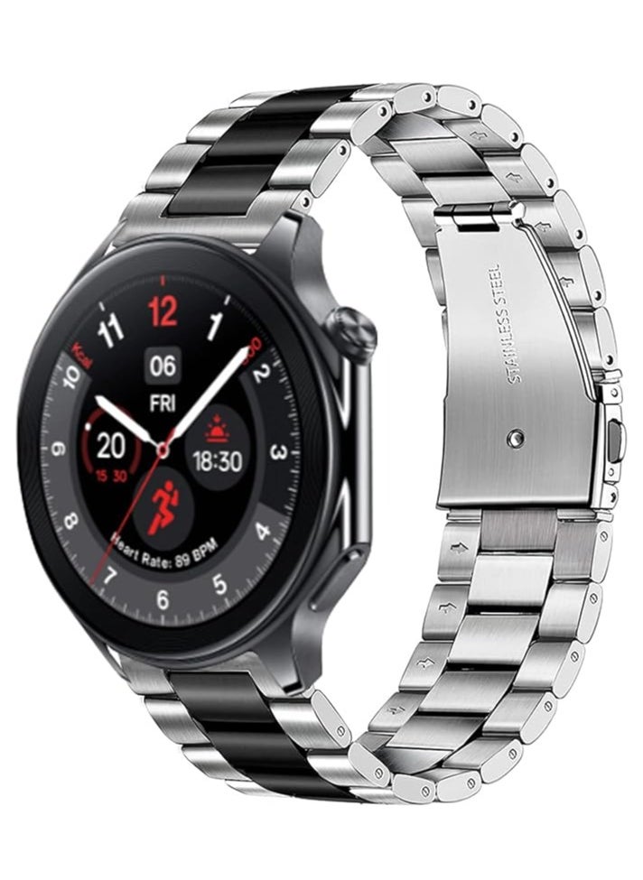 Dado Stainless Steel Replacement Band Compatible With Huawei Watch 3 46 Mm And Huawei Watch 3 Pro 48Mm 3 Beads Adjustable Length Stainless Steel Strap  - Image 1