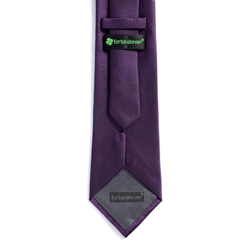 fortunatever Plum Purple Ties For Men,Mens Solid Necktie+Gift Box,58"×3.35" - Image 2