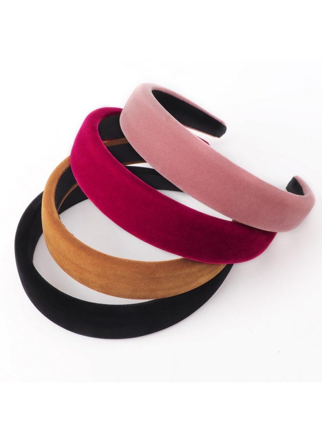 DRESHOW 4 Pcs Velvet Wide Headbands For Women Girls Turban Vintage Boho Head Bands Fashion Non Slip Head Wraps Hoop Hair Accessories  - Image 1