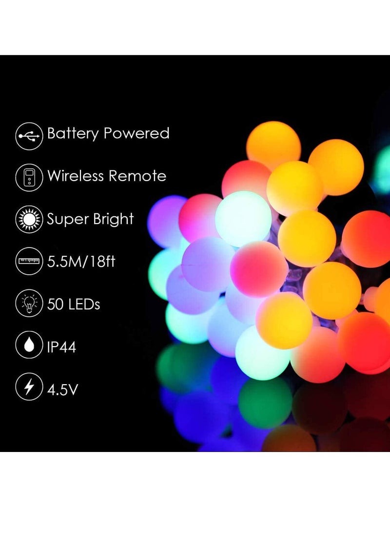 PAMEER - LED String Lights 5.5m 40 LED Multicolored Globe String Lights Plug Power LED Ball Lights RGB Fairy String Lights for Christmas Ramadan EID Diwali Wedding Home Birthday Party Decoration String Light - Image 1