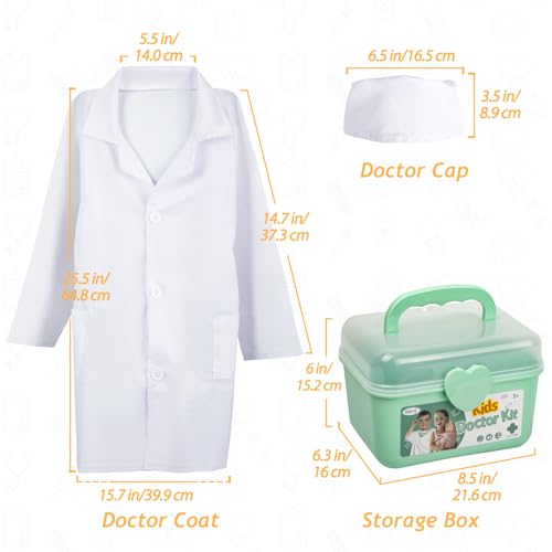 Liberry Doctor Kit for Toddlers 3 4 5 Years Old, 30-Piece Kid Doctor Toy with Stethoscope, Costume, Green Medical Pretend Play Gift for Girls Boys - Image 5