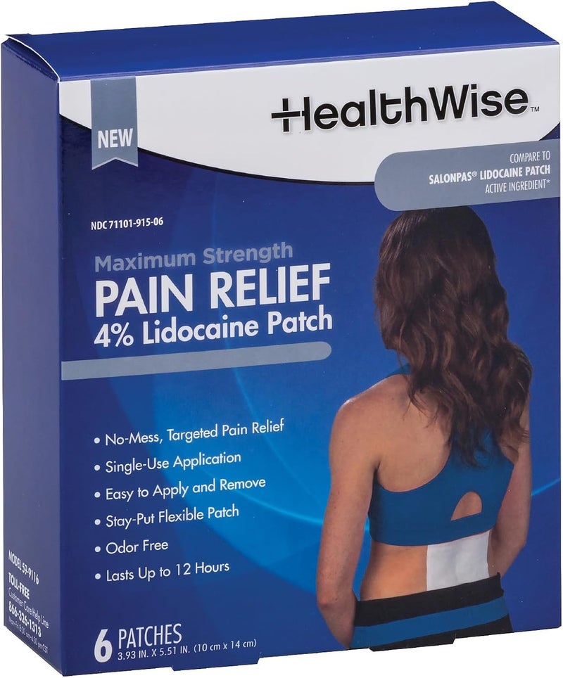 HealthWise HealthWise Maximum Strength Pain Relief 4% Lidocaine Pain Relief Patch
