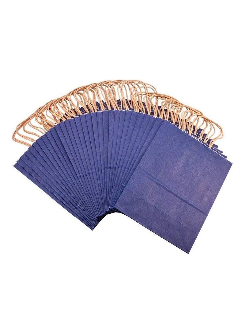 كيس ورق كرافت بمقبض ملتوي أزرق داكن 26x33x12 سم حقائب حفلات ورقية حقائب حفلات الدجاجة حقيبة ورقية كرافت حقيبة هدايا عيد ميلاد العروس حقائب احتفالات الزفاف لمفضلات الحفلات - 12 قطعة. - Image 2