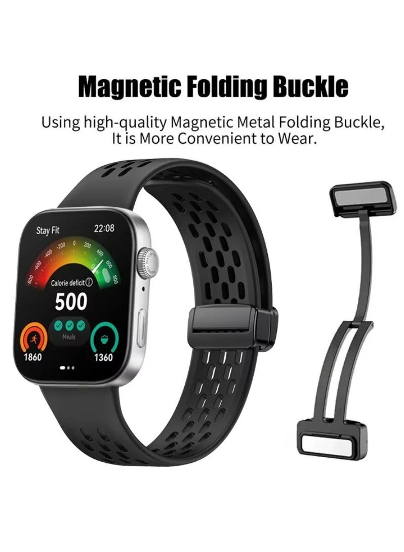 HW Silicone Sport Watch Strap/Watchband for HUAWEI Watch Fit 3 Smartwatch Black - Image 3