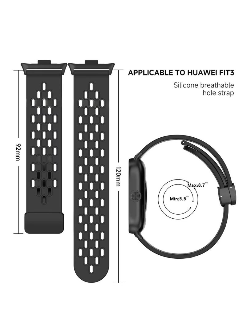 HW Silicone Sport Watch Strap/Watchband for HUAWEI Watch Fit 3 Smartwatch Black - Image 5