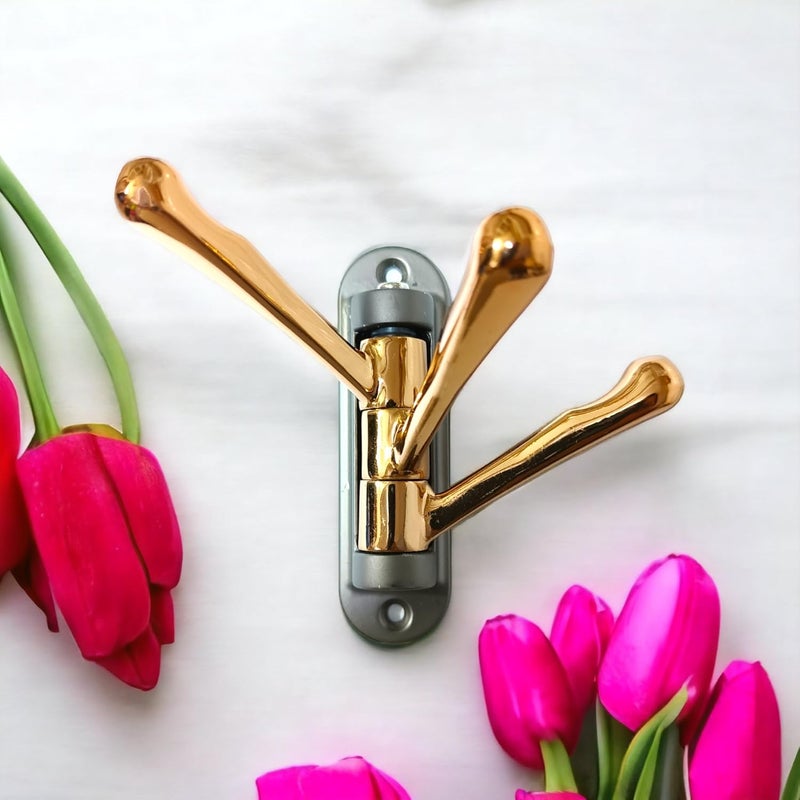 VICTAC Flexible 3 Pin Rose GoldGrey Roatating Hook Bathroom Cloth Hanger Wall Hook Movable Robe Hook for Hanging KeysClothesTowel Swivel Towel Hook Pack of 1 pcs - Image 2