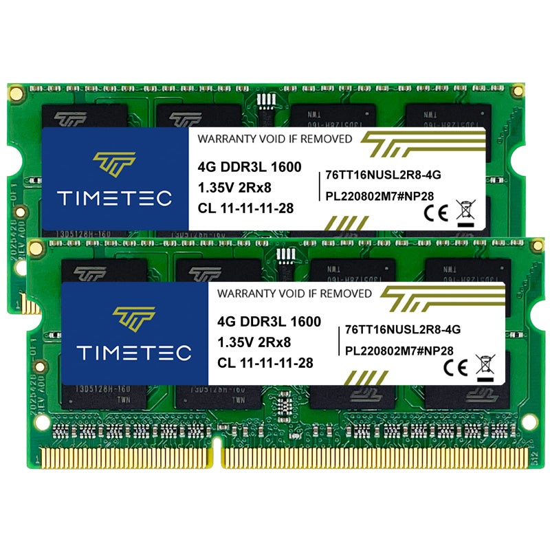 Timetec 8GB KIT(2x4GB) DDR3L / DDR3 1600MHz PC3L-12800 / PC3-12800 Non-ECC Unbuffered 1.35V / 1.5V CL11 1Rx8 Single Rank 204 Pin SODIMM Laptop Notebook PC Computer Memory RAM Module Upgrade - Image 1