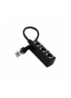 NIBEMINENT 1 To 3 Port RJ45 Y Splitter Adapter Cable Black  - Image 2