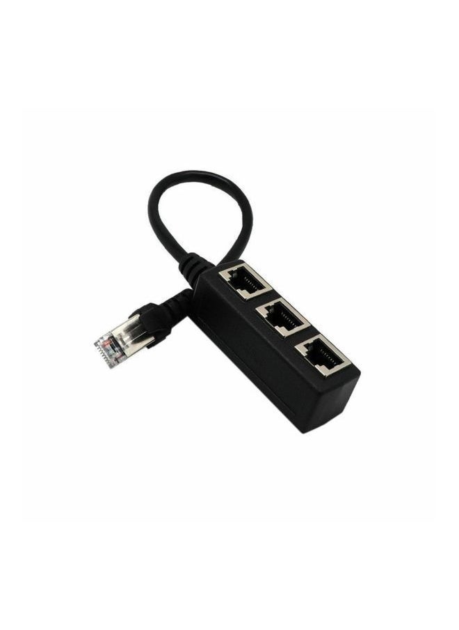 NIBEMINENT - 1 To 3 Port RJ45 Y Splitter Adapter Cable Black - Image 1