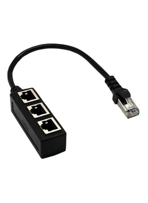 1 To 3 Port RJ45 Y Splitter Adapter Cable Black