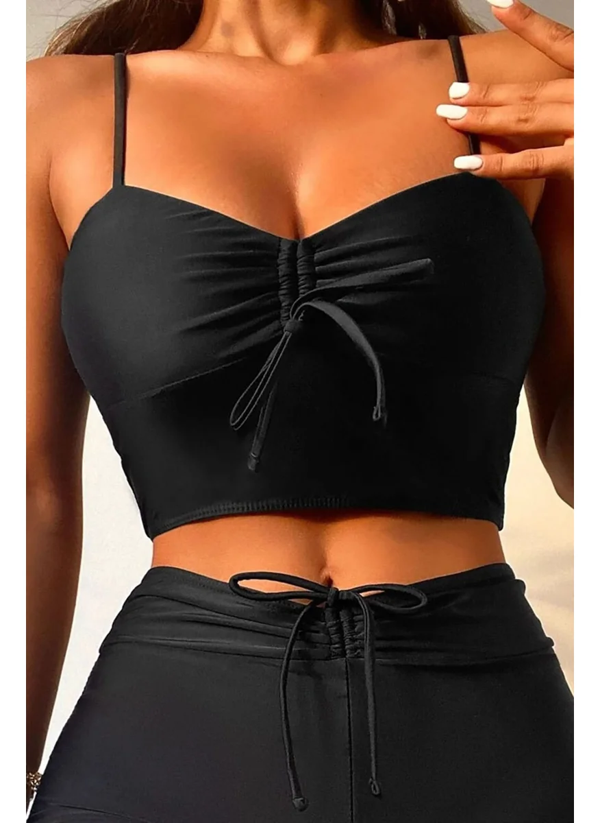 Angelsin Front Adjustable Drawstring Bikini Top