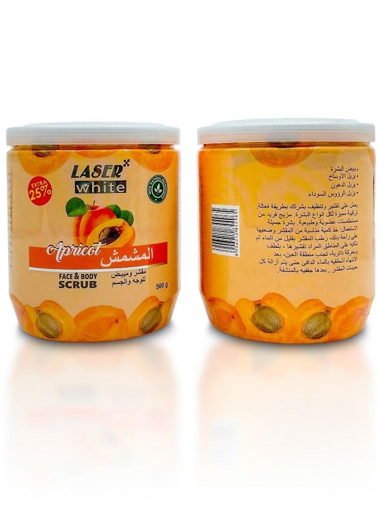 laser white Face And Body Scrub With Apricot 500g - Image 1
