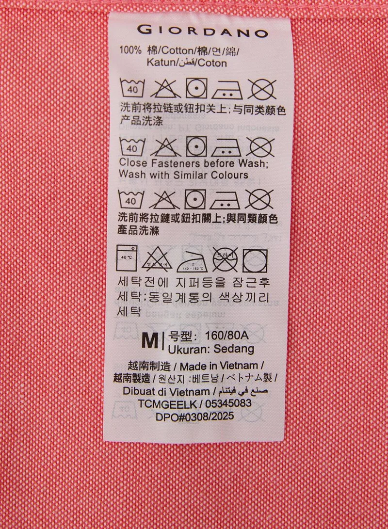 جيوردانو قميص نسائي قطني أكسفورد بقصة ضيقة وتطريز أسد