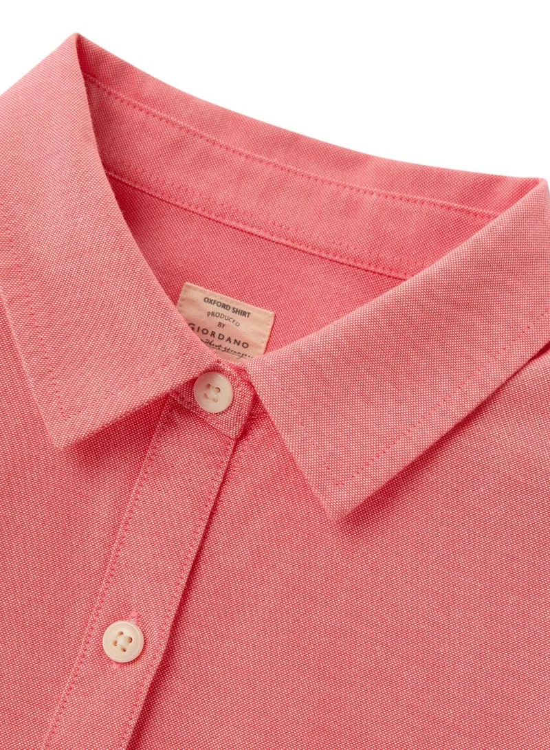 GIORDANO  Women's Cotton Oxford Slim fit Shirt with Lion Embroidery for Women | Best Price UAE