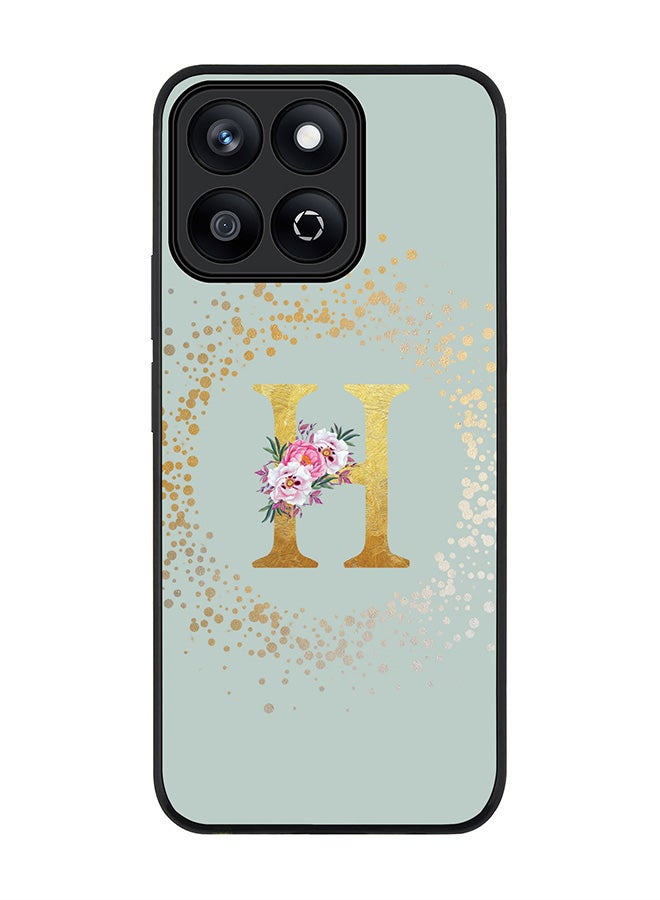 Stylizedd For Honor X7c 4G Case,Slim fit Camera Protection, Shockproof Thin Phone cover  - Custom Monogram Floral - H  (Light Grey ) - Image 1