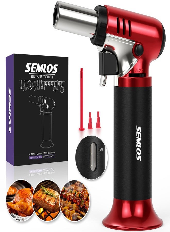 Semlos Butane Torch with Fuel Gauge, Refillable Kitchen Torch Lighter with Safety Lock and Adjustable Flame for DIY, Creme Brulee and Soldering(Butane Gas Not Included) - Image 1