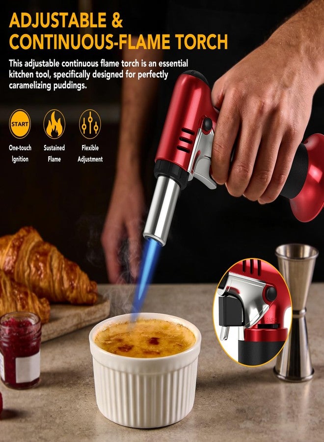 Semlos Butane Torch with Fuel Gauge, Refillable Kitchen Torch Lighter with Safety Lock and Adjustable Flame for DIY, Creme Brulee and Soldering(Butane Gas Not Included) - Image 3