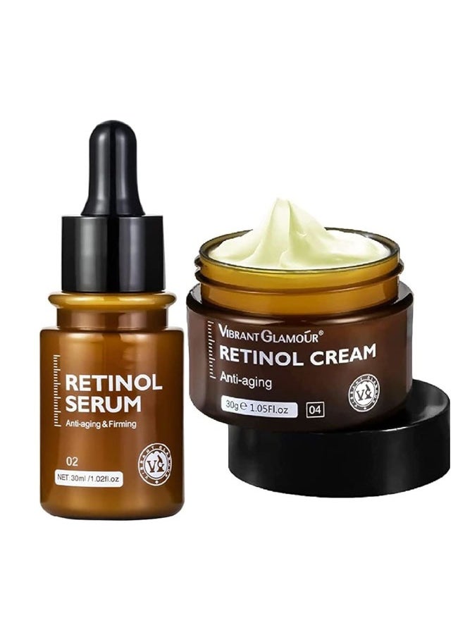 Vibrant Glamour Retinol Face Cream  And  Retinol Face Serum Combination Anti-aging Firming Moisturizing Fade Fine Lines Deep Care Essence  - Image 1