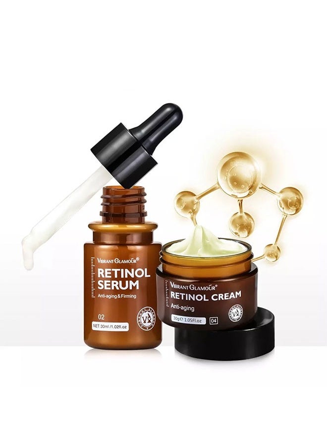 Vibrant Glamour Retinol Face Cream  And  Retinol Face Serum Combination Anti-aging Firming Moisturizing Fade Fine Lines Deep Care Essence  - Image 2