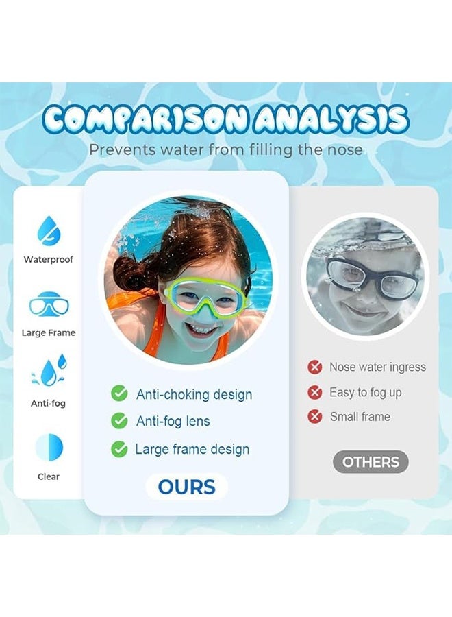GD Children Swim Goggles,  Waterproof Anti Fog Swimming Goggles with Nose Cover, Toddler Goggles Swim Mask with HD Large Frame - Image 5