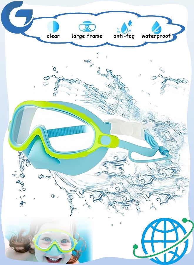 GD Children Swim Goggles,  Waterproof Anti Fog Swimming Goggles with Nose Cover, Toddler Goggles Swim Mask with HD Large Frame - Image 1