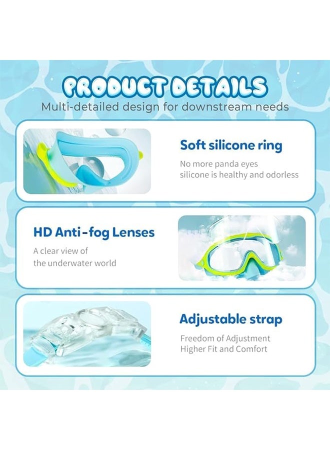 GD Children Swim Goggles,  Waterproof Anti Fog Swimming Goggles with Nose Cover, Toddler Goggles Swim Mask with HD Large Frame - Image 2