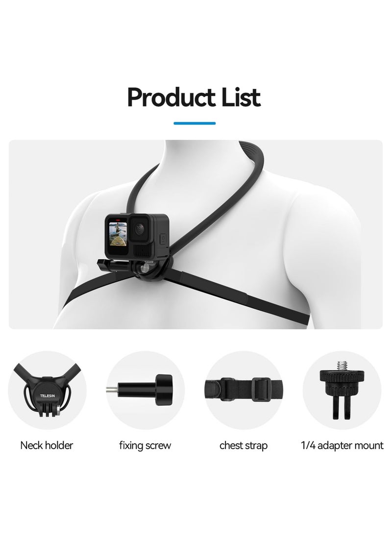 TELESIN Telesin S2-HNB-09 Action Camera Neck Mount Se2.0 (Black) – Hands-Free Mount with Adjustable Strap and Secure Clamp  - Image 3
