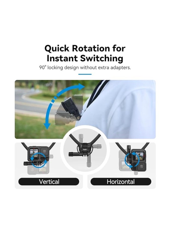 TELESIN Telesin S2-HNB-09 Action Camera Neck Mount Se2.0 (Black) – Hands-Free Mount with Adjustable Strap and Secure Clamp  - Image 5