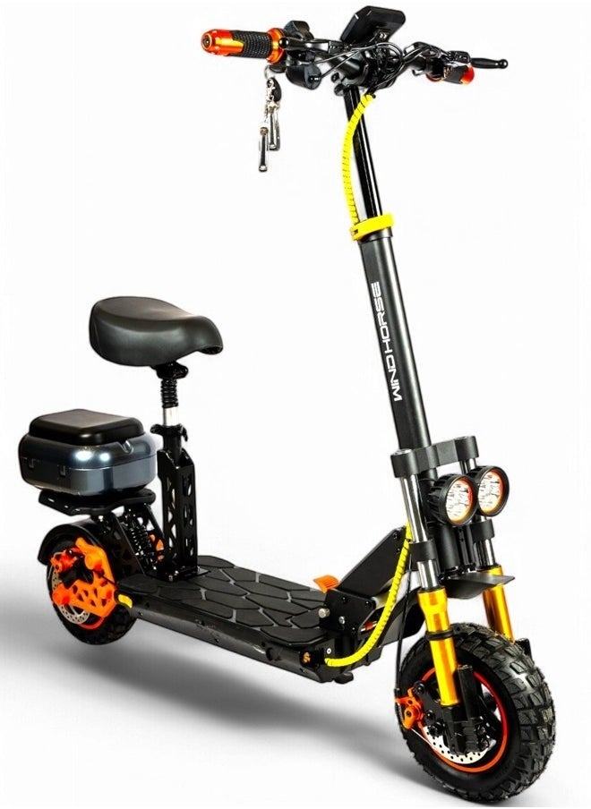 Wind Horse H4 Electric Scooter with 1800W Motor, 48V 13Ah Battery, 50KM/H Speed, 29KM Range, 11 Inches Tires, Dual Suspension, Disc Brakes, Remote Lock System, Storage Box and Seat  - Image 1