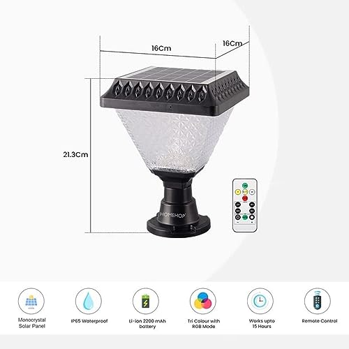 Homehop Solar Light Outdoor Home 10W LED Main Gate Light Waterproof Decoration Lamp for Pillar, Compound Wall and Garden (ABS, RGB) - Image 5