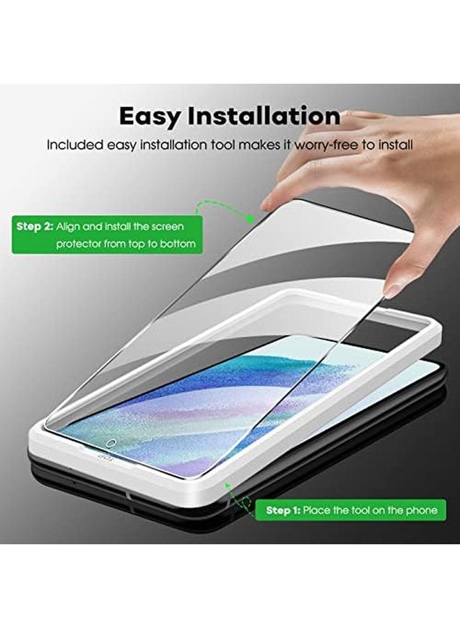 جي تيك واقي شاشة لهاتف Samsung Galaxy S21 Fe 5G مع واقي عدسة الكاميرا، أداة تركيب سهلة، غشاء زجاجي مقوى، متوافق مع معرف بصمة الإصبع، عبوتان لكل منهما - Image 4