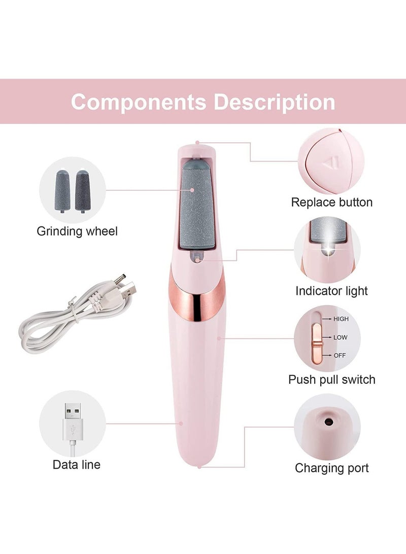 فلوليس مبرد قدم كهربائي لإزالة الجلد الميت والتشققات  بكرة تقشير القدمين – باديكير منزلي احترافي لعناية القدمين وشحن USB للحصول على كعب أكثر نعومة - Image 3