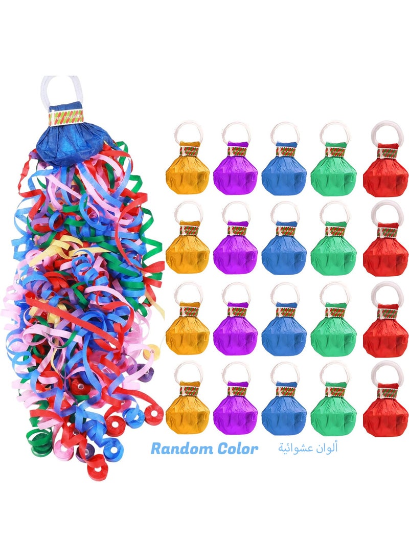 LuckSa 20Pcs Streamers Poppers Hand Throw Streamers with Colorful Ribbon No Mess Confetti Crackers for Wedding, Party, Birthday, Celebration(Random Color) - Image 1