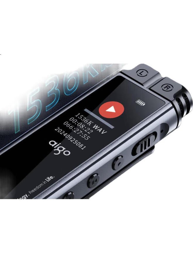 aigo Aigo R2210C Voice Recorder, 16Gb Professional Recording Device, High-Definition Noise Reduction, Long-Term Recording, For Study, Business Meetings, Training, Interviews, Mp3 Player, Black - Image 1