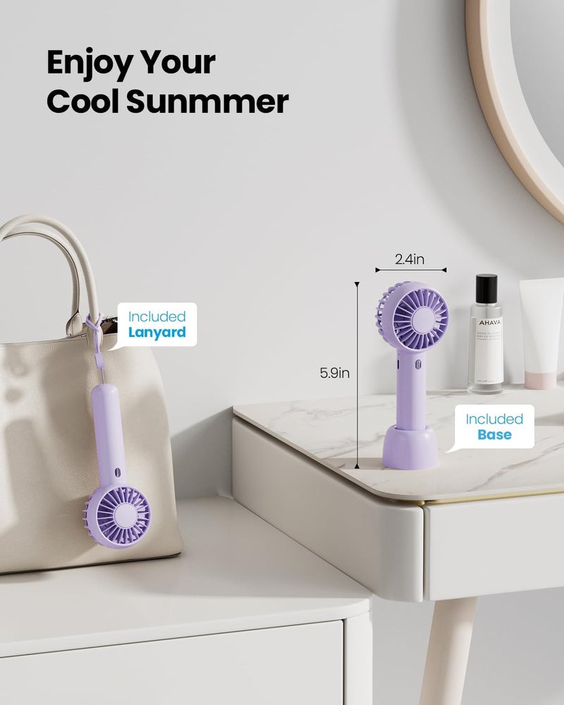 Gaiatop Mini Portable Fan, Powerful Hand Fan Cute Design 3 Speed Personal Small Desk Fan with Base, Lightweight Rechargeable USB Handheld Fan for Girl, Women, Men, Indoor, Outdoor - Image 5